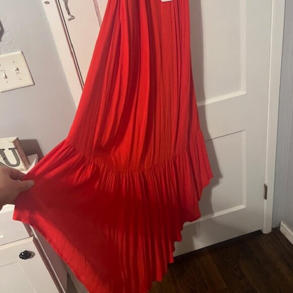 Handkerchief Drape Halter Dress - Orange - Picture 4 of 9